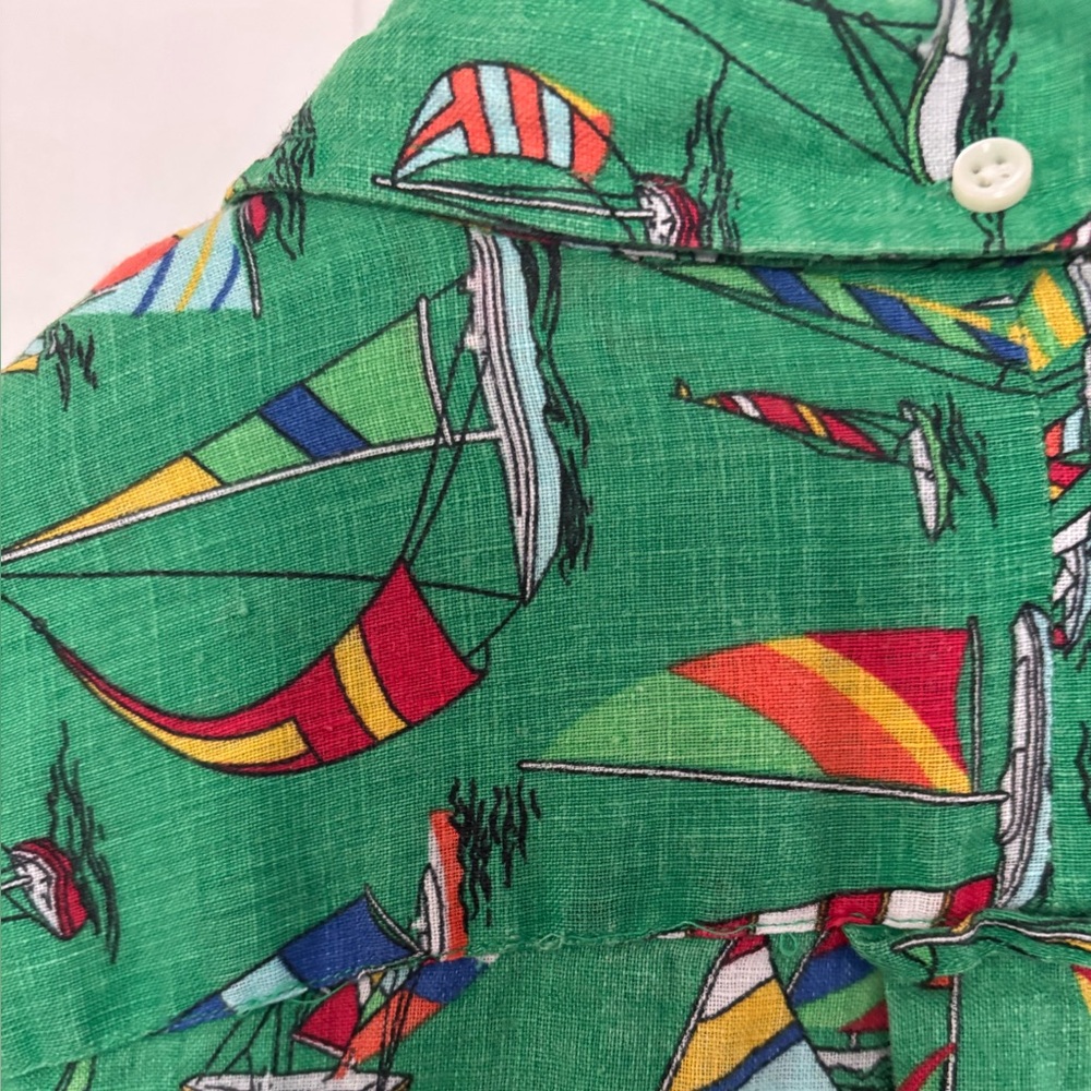 Ralph Lauren Shirt Mens Linen Sailboats Print Size L - Picture 5 of 7